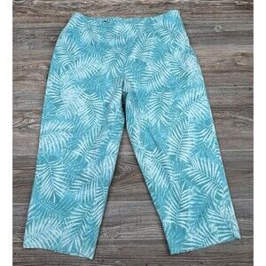 True Beauty by Emme Womens Capri Pants 18 Leaf Print Casual Beach Coastal Resort